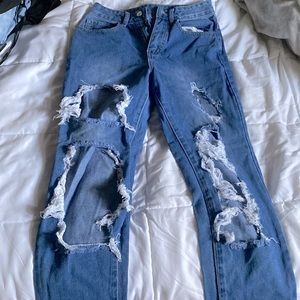 Dark blue ripped jeans from shein